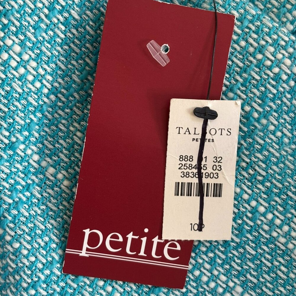 NWT Talbots Aqua and White Tweed Boucle Pencil Skirt 10 Petite - Picture 9 of 11